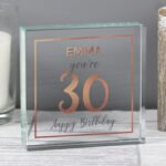 Personalised Birthday Rose Gold Design Crystal Glass Token