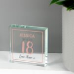 Personalised Birthday Rose Gold Design Crystal Glass Token - Image 3