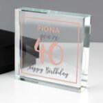 Personalised Birthday Rose Gold Design Crystal Glass Token - Image 4