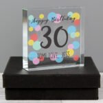 Personalised Birthday Colour Confetti Design Crystal Glass Token - Image 3