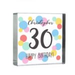 Personalised Birthday Colour Confetti Design Crystal Glass Token - Image 5