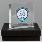 Personalised Blue 'Happy Birthday' Star Motif Crystal Glass Token - Image 2