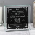 Personalised Birthday Vintage Typography Design Crystal Glass Token
