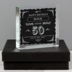 Personalised Birthday Vintage Typography Design Crystal Glass Token - Image 2
