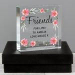 Personalised Any Message Floral Sentimental Design Crystal Glass Token