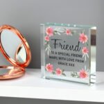 Personalised Any Message Floral Sentimental Design Crystal Glass Token - Image 7