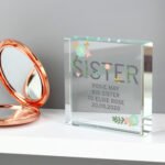 Personalised Floral Design 'Sister' Crystal Glass Token - Image 2
