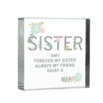Personalised Floral Design 'Sister' Crystal Glass Token - Image 6