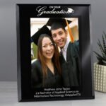 Personalised 'On Your Graduation' 5x7 Portrait Black Glass Photo Frame - Image 2