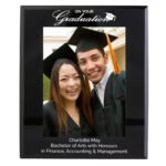 Personalised 'On Your Graduation' 5x7 Portrait Black Glass Photo Frame - Image 3