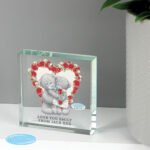 Personalised Me to You Rose Heart Design Crystal Glass Token - Image 2