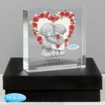 Personalised Me to You Rose Heart Design Crystal Glass Token - Image 2