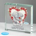 Personalised Me to You Rose Heart Design Crystal Glass Token - Image 3