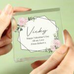 Personalised Any Message Abstract Rose Design Crystal Glass Token - Image 2
