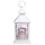 Personalised Unicorn Design Rustic White Plastic Light-Up Lantern - Image 4