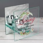 Personalised 'In Loving Memory' Christmas Mirrored Glass Tea Light Candle Holder - Image 2