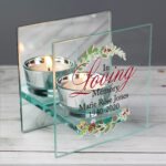 Personalised 'In Loving Memory' Christmas Mirrored Glass Tea Light Candle Holder - Image 3