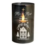 Personalised Christmas Themed Smoked Glass LED Pillar Candle - Image 5