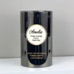 Personalised Any Message Opulent Design Smoked Glass LED Pillar Candle - Image 2