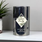 Personalised Any Message Botanical Design Smoked Glass LED Pillar Candle - Image 3