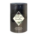Personalised Any Message Botanical Design Smoked Glass LED Pillar Candle - Image 5