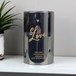 Personalised 'Love' Heart Motif Smoked Glass LED Pillar Candle