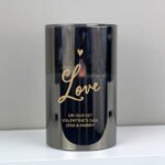 Personalised 'Love' Heart Motif Smoked Glass LED Pillar Candle - Image 3