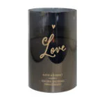 Personalised 'Love' Heart Motif Smoked Glass LED Pillar Candle - Image 4
