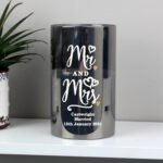 Personalised 'Mr And Mrs' Hearts Motif Smoked Glass LED Pillar Candle - Image 2
