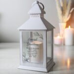 Personalised Any Message Memorial Rustic White Plastic Light-up Lantern
