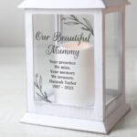 Personalised Any Message Memorial Rustic White Plastic Light-up Lantern - Image 3