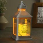 Personalised Any Message Memorial Rustic White Plastic Light-up Lantern - Image 5