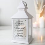 Personalised 'Miss You Beyond The Stars' Memorial Rustic White Plastic Light-up Lantern
