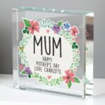 Personalised Any Message Floral Design Crystal Glass Token - Image 3