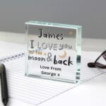 Personalised 'I Love You To The Moon & Back' Crystal Glass Token