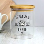 Personalised Pet 'Treat Jar' Glass Storage Jar with Bamboo Lid