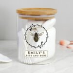 Personalised Bee Design Glass Storage Jar with Bamboo Lid - Image 3