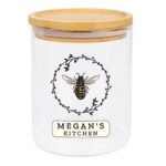 Personalised Bee Design Glass Storage Jar with Bamboo Lid - Image 5