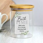 Personalised Any Message Botanical Design Glass Storage Jar with Bamboo Lid - Image 4