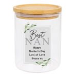 Personalised Any Message Botanical Design Glass Storage Jar with Bamboo Lid - Image 5