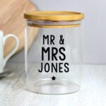 Personalised Any Message Bold Text Glass Storage Jar with Bamboo Lid - Image 2
