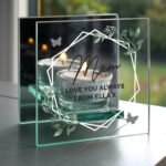 Personalised Any Message Botanical Design Mirrored Glass Tea Light Candle Holder - Image 3