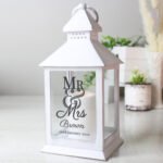 Personalised 'Mr & Mrs' Rustic White Plastic Light-up Lantern