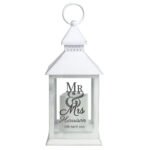 Personalised 'Mr & Mrs' Rustic White Plastic Light-up Lantern - Image 5