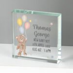 Personalised Teddy & Balloons Design Crystal Glass Token