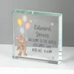 Personalised Teddy & Balloons Design Crystal Glass Token - Image 3