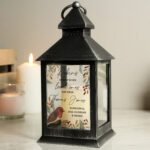 Personalised 'Robins Appear...' Memorial Rustic Black Plastic Light-up Lantern