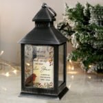 Personalised 'Robins Appear...' Memorial Rustic Black Plastic Light-up Lantern - Image 3