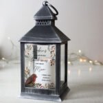 Personalised 'Robins Appear...' Memorial Rustic Black Plastic Light-up Lantern - Image 4