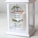 Personalised 'In Loving Memory' Rustic White Plastic Light-up Lantern - Image 2
